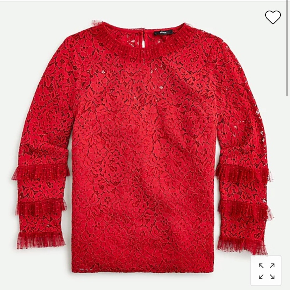 ✨NWT✨ JCREW Lace Top with Tulle Ruffle - Size Small